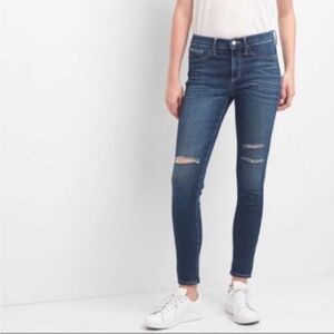 Gap Easy Leggings Stretch Distressed Mid-Rise Medium Wash Skinny Jeans Size 6/28